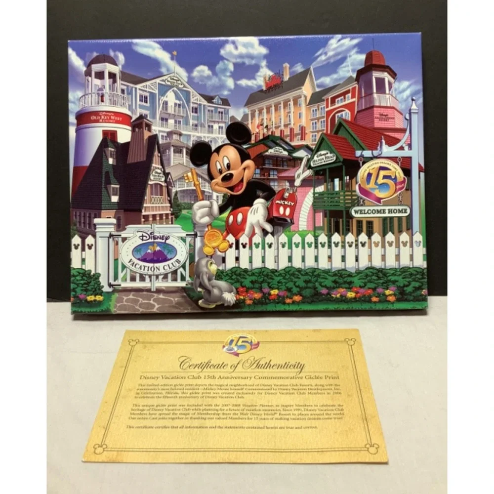 Disney Vacation Club 15th Anniversary Commemorative Giclee Print 14x11